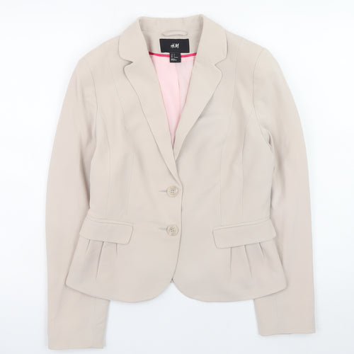 H&M Women’s Beige Blazer Size 10 Classic Fitted Work Jacket