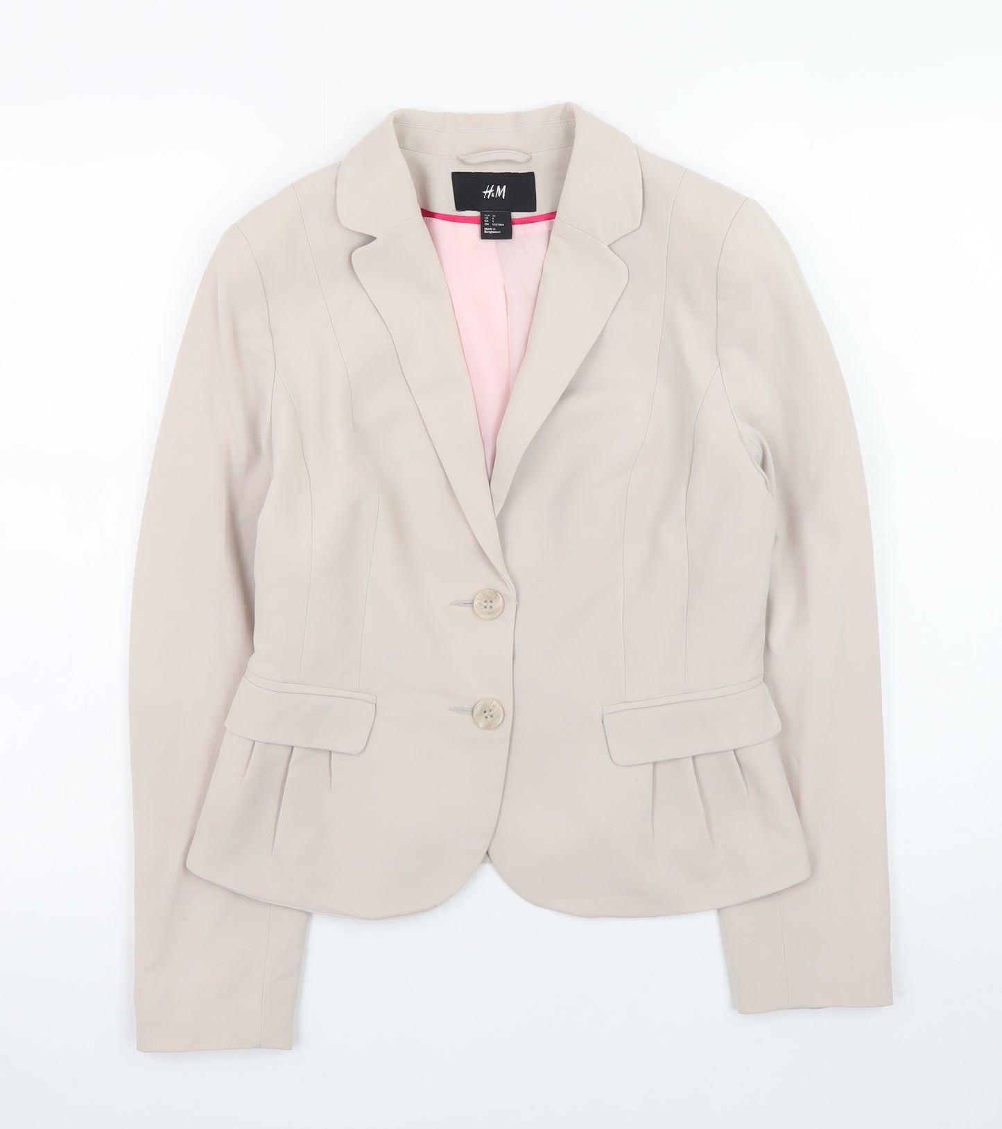 H&M Women’s Beige Blazer Size 10 Classic Fitted Work Jacket