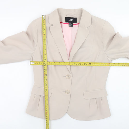 H&M Women’s Beige Blazer Size 10 Classic Fitted Work Jacket