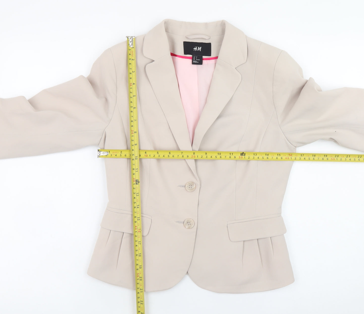 H&M Women’s Beige Blazer Size 10 Classic Fitted Work Jacket