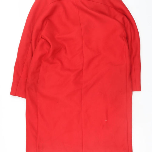 Zara Women Red Wool Blend Mid-Length Overcoat Size 12