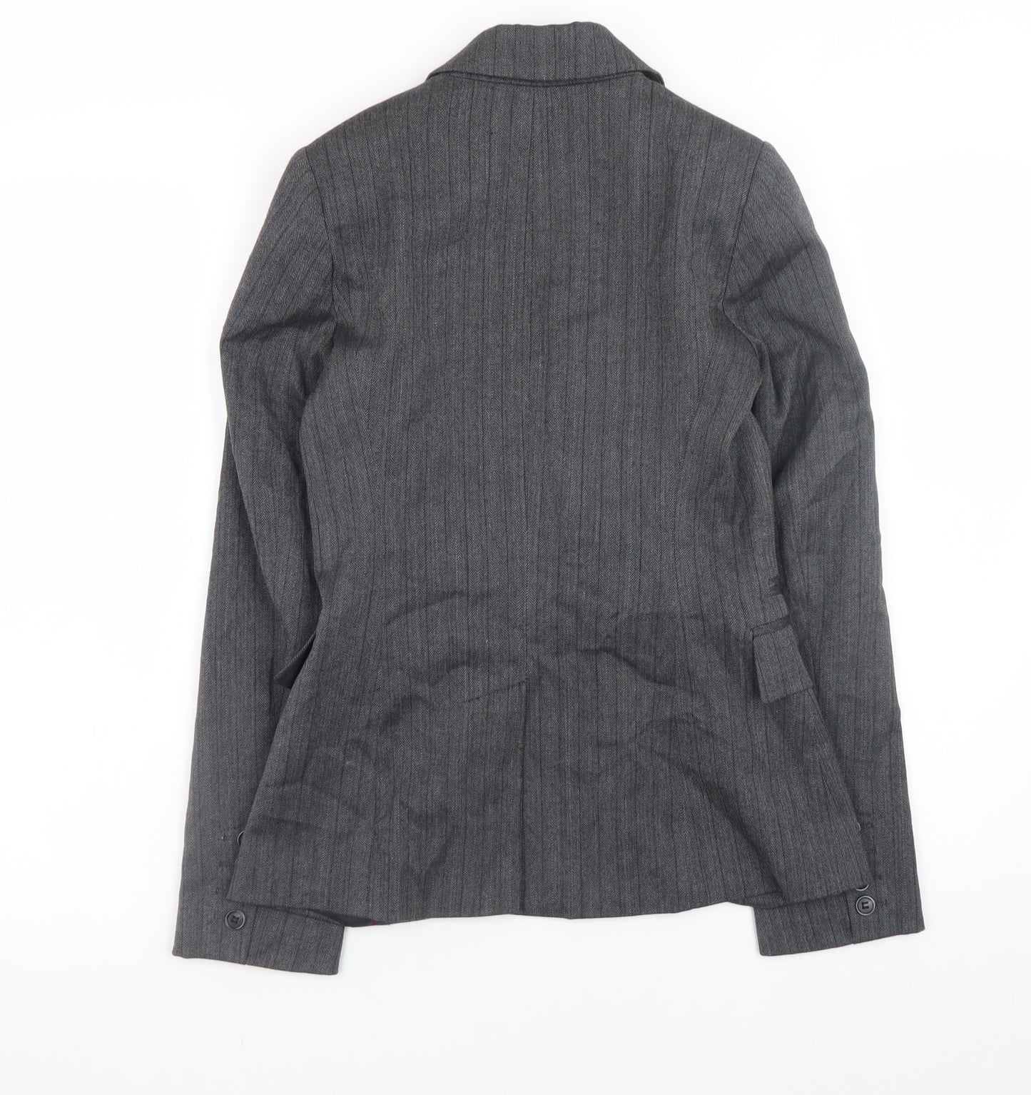 New Look Women Grey Pinstripe Slim Fit Blazer Jacket Size 8