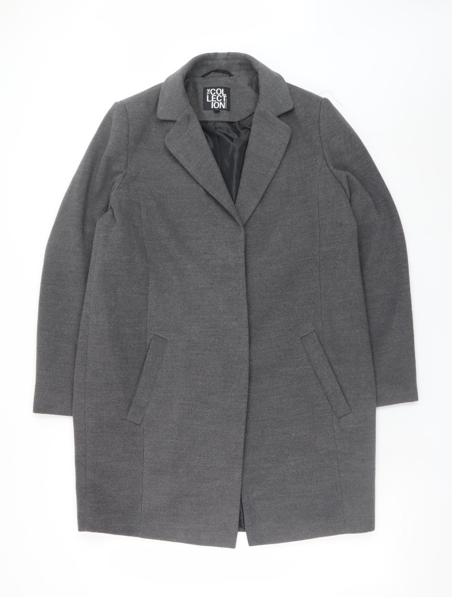 Debenhams The Collection Women's Grey Long Coat Size 12 Lined Classic Style