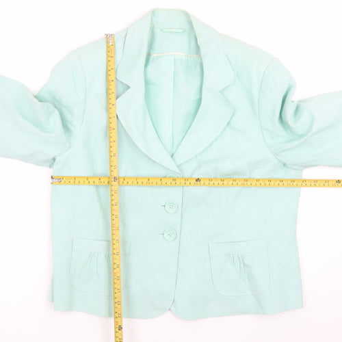 Style by EWM Womens Green Linen Blend Blazer Jacket Size 18
