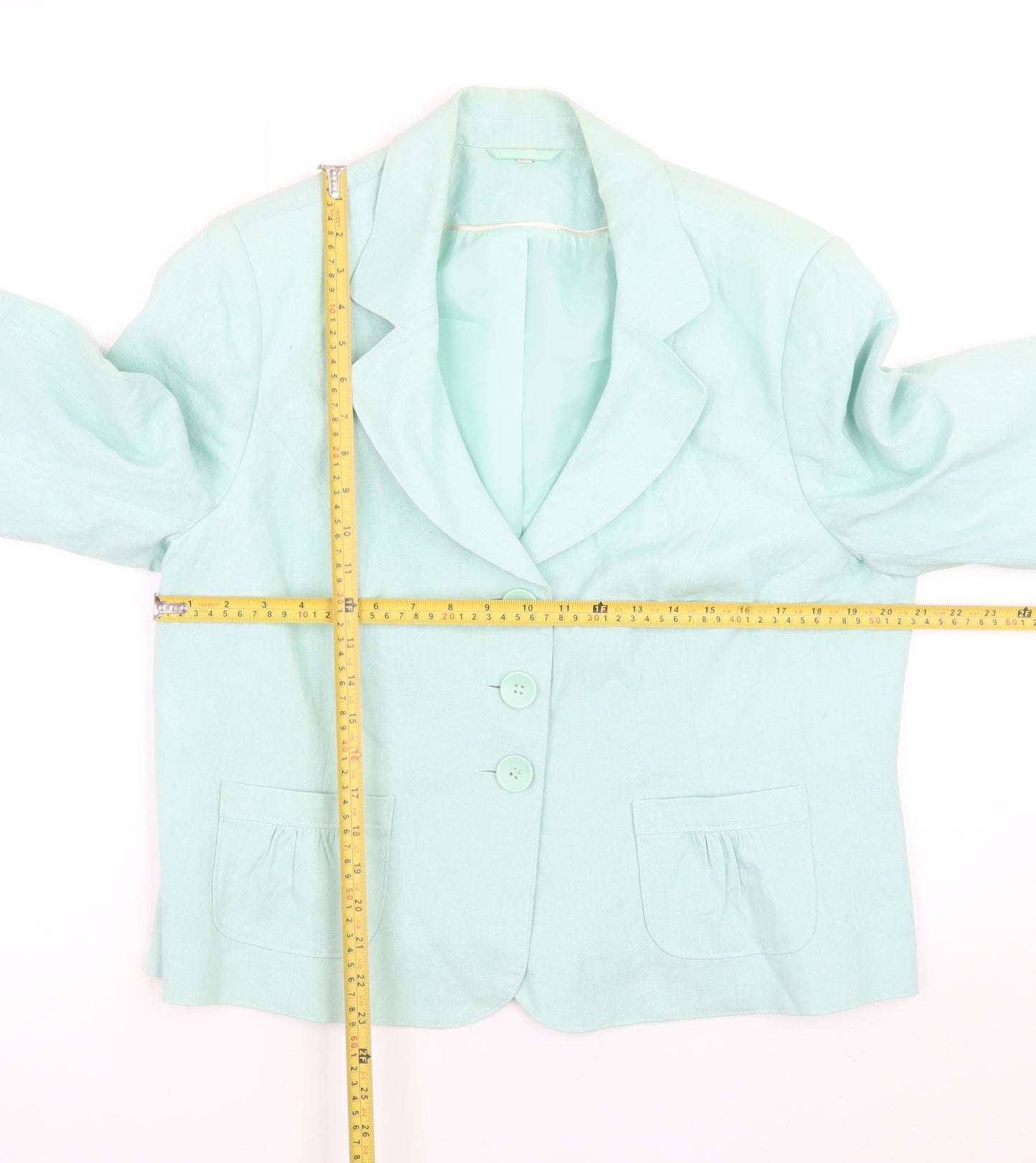 Style by EWM Womens Green Linen Blend Blazer Jacket Size 18