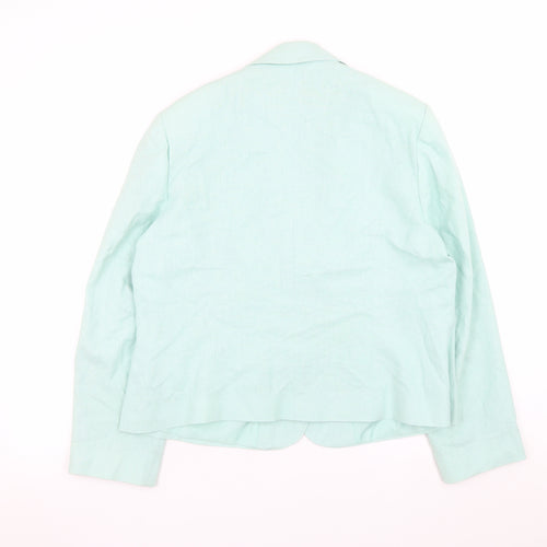 Style by EWM Womens Green Linen Blend Blazer Jacket Size 18