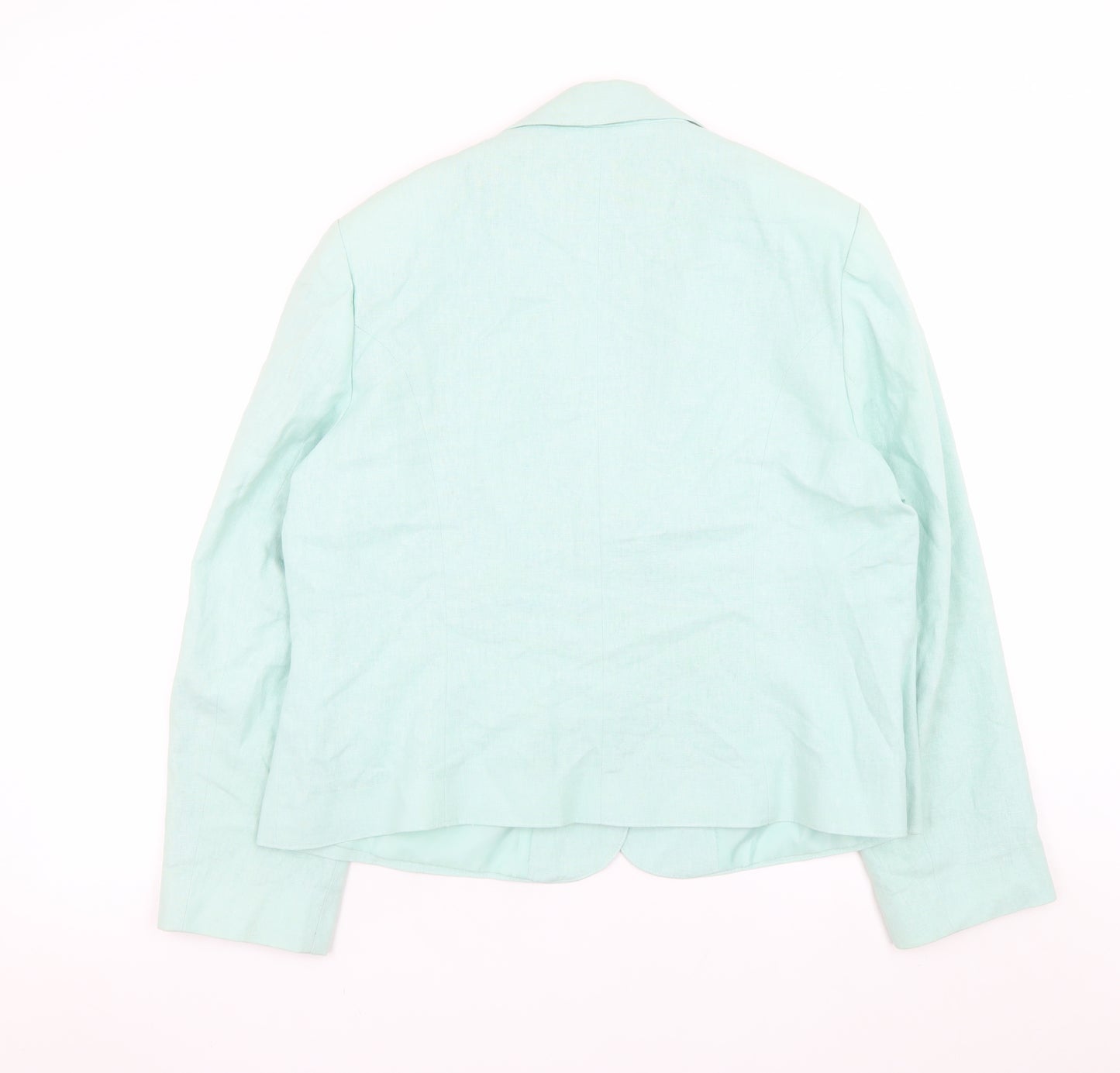 Style by EWM Womens Green Linen Blend Blazer Jacket Size 18