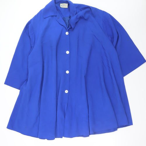 Caprice Women's Blue Silk Vintage 3/4 Sleeve Button Jacket Size 14