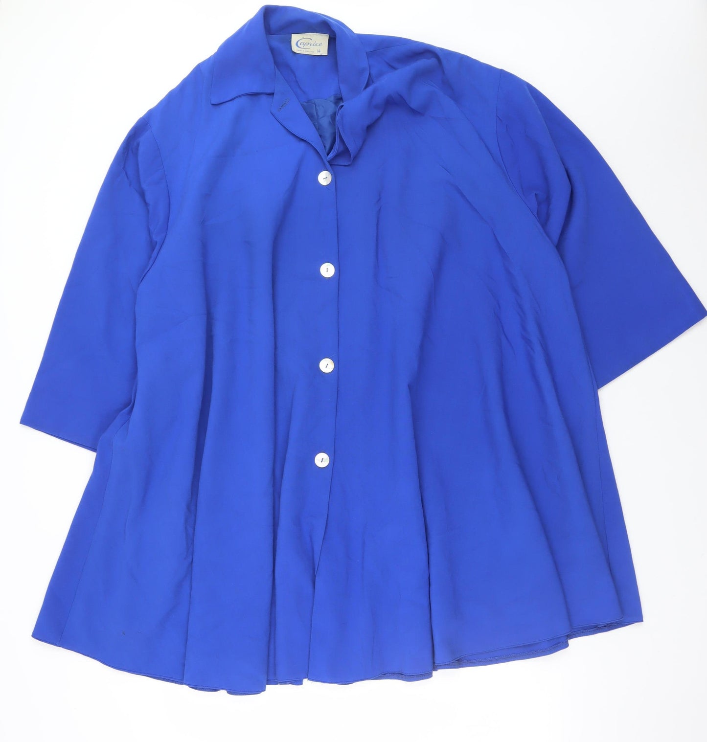 Caprice Women's Blue Silk Vintage 3/4 Sleeve Button Jacket Size 14