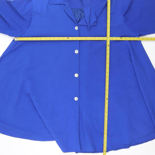 Caprice Women's Blue Silk Vintage 3/4 Sleeve Button Jacket Size 14