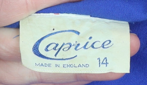 Caprice Women's Blue Silk Vintage 3/4 Sleeve Button Jacket Size 14