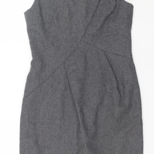 Great Plains Women's Grey Wool Blend Sleeveless Sheath Work Dress M