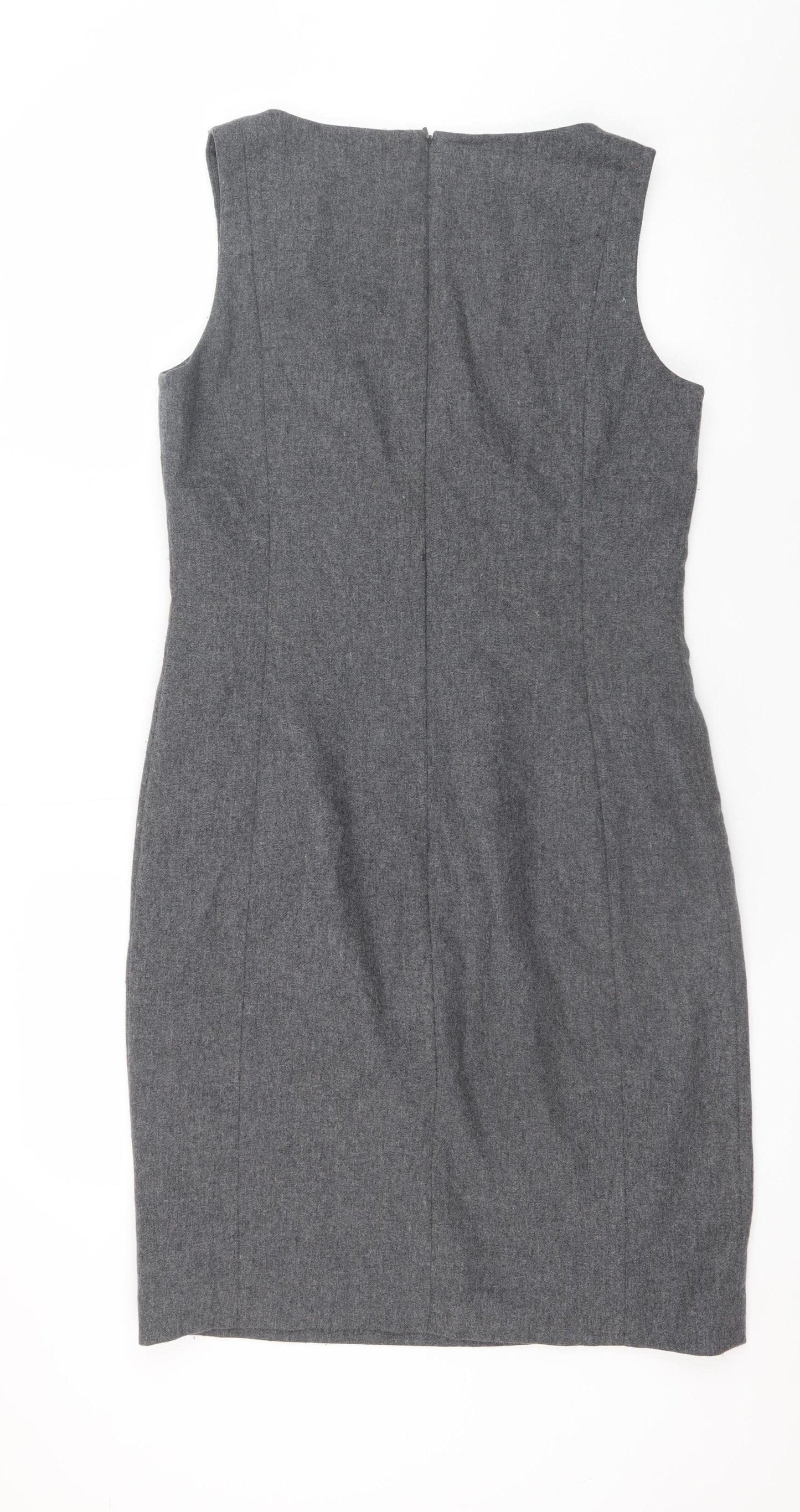 Great Plains Women's Grey Wool Blend Sleeveless Sheath Work Dress M
