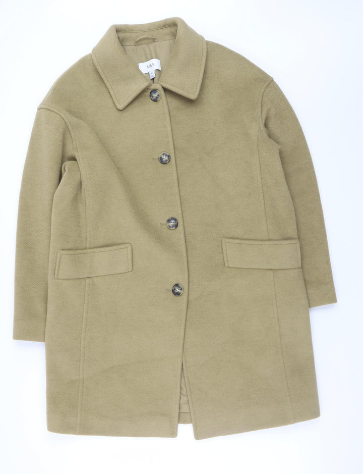 Marks and Spencer Women’s Beige Wool-Look Mid-Length Coat Size 14