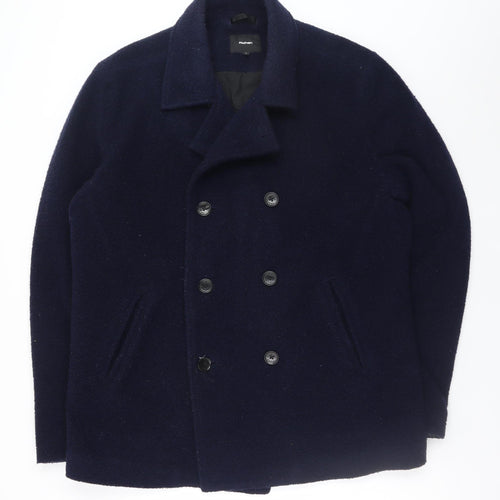 Rohan Women's Blue Wool Pea Coat L Lined Button Classic Winter