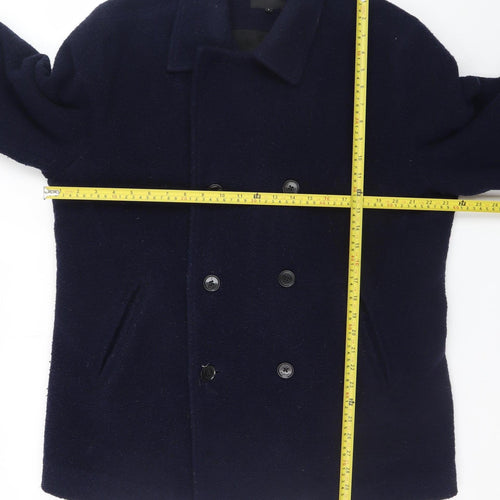 Rohan Women's Blue Wool Pea Coat L Lined Button Classic Winter