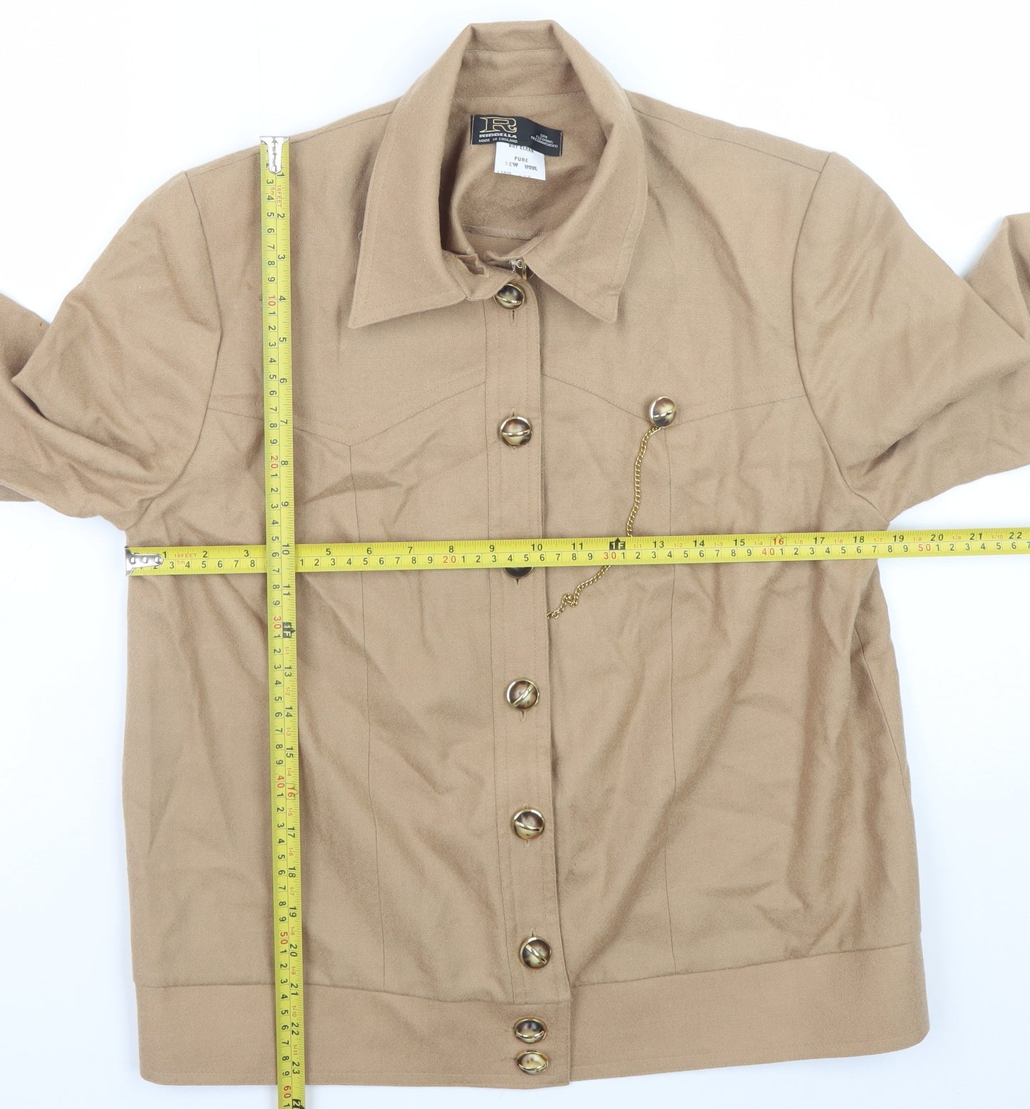 Riddella Girls Beige Wool Button-Up Jacket Size 14 Classic Style