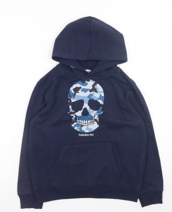 Kangaroo Poo Boys Blue Camouflage Skull Pullover Hoodie 9-10 Years