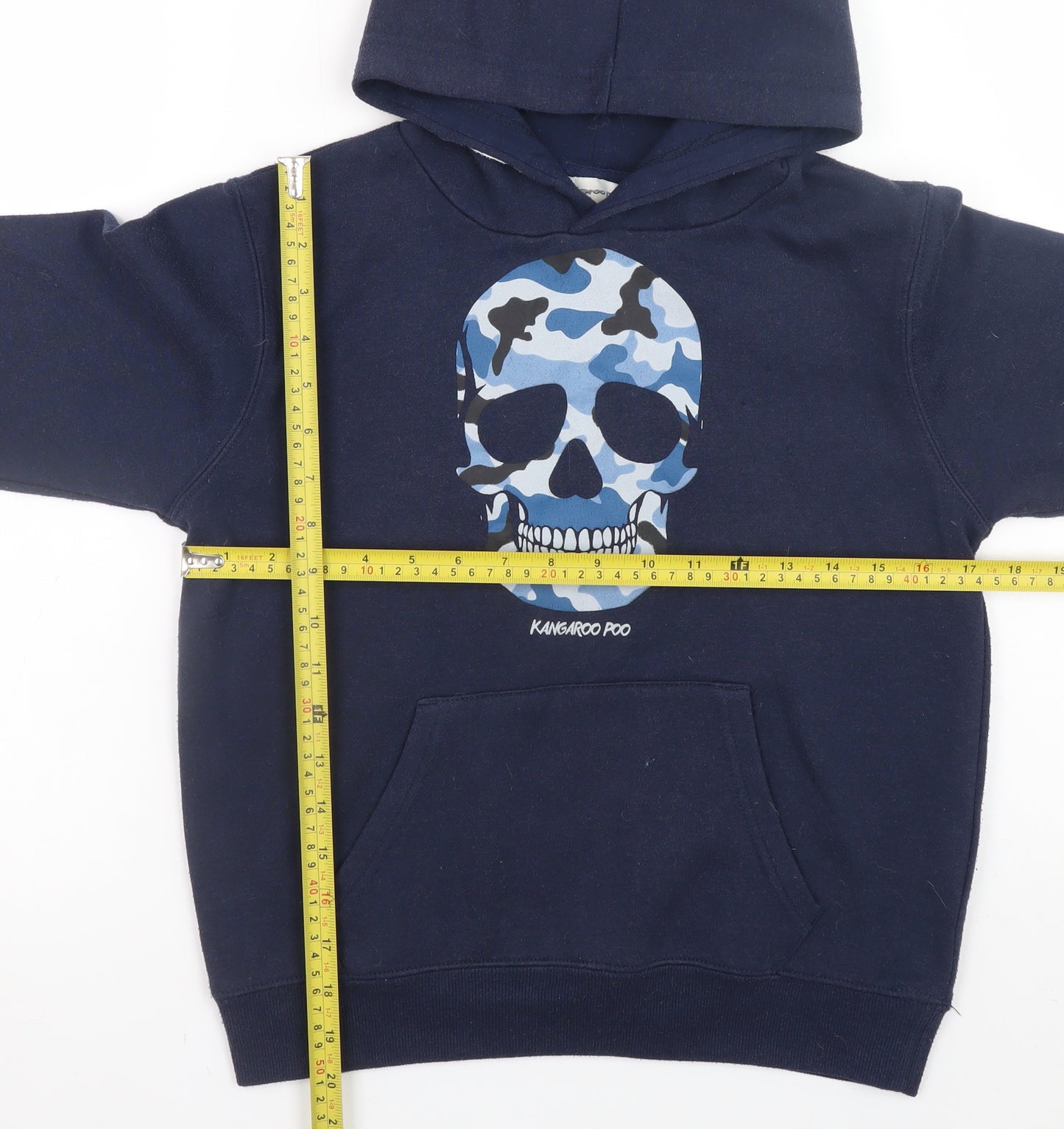 Kangaroo Poo Boys Blue Camouflage Skull Pullover Hoodie 9-10 Years