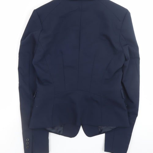 H&M Women Blue Slim Fit Cotton Blend Blazer Size 8