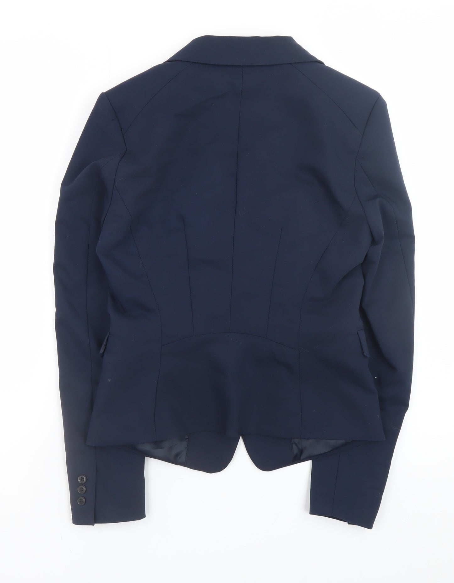 H&M Women Blue Slim Fit Cotton Blend Blazer Size 8