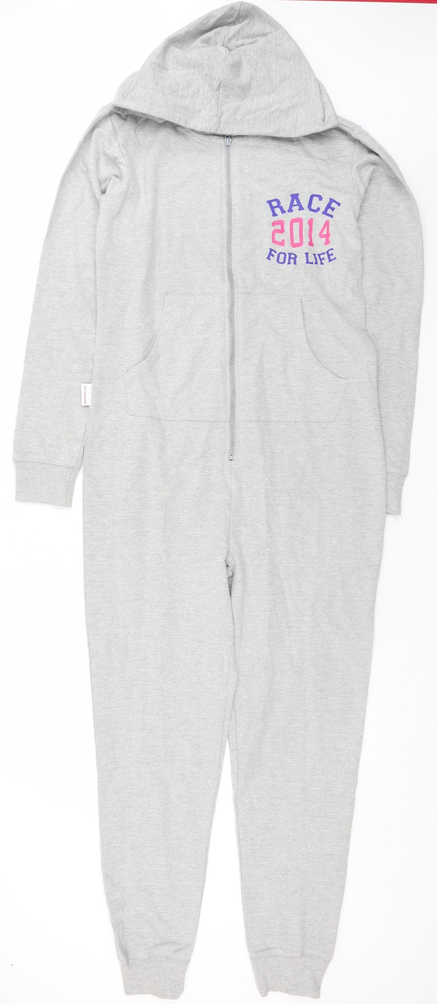 Race for Life Women’s Grey Hooded One Piece S Zip Lounge Wear