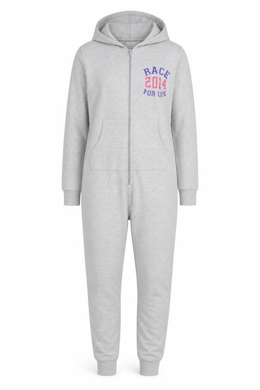 Race for Life Women’s Grey Hooded One Piece S Zip Lounge Wear