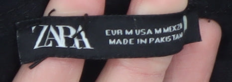 Zara Women Black M Pullover Hoodie Casual Sweatshirt