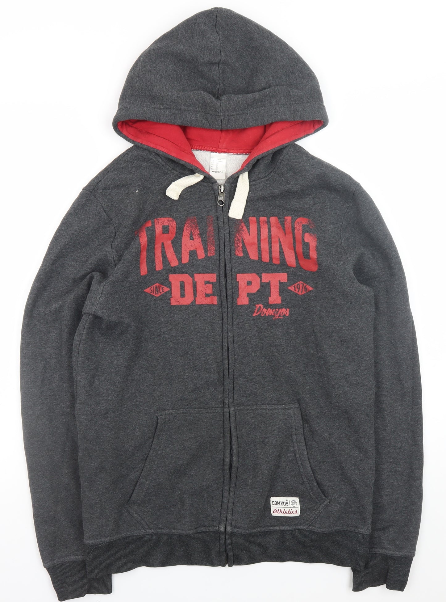 Domyos Men's Grey Full Zip Hoodie M Training Dept Athletic Sweatshirt