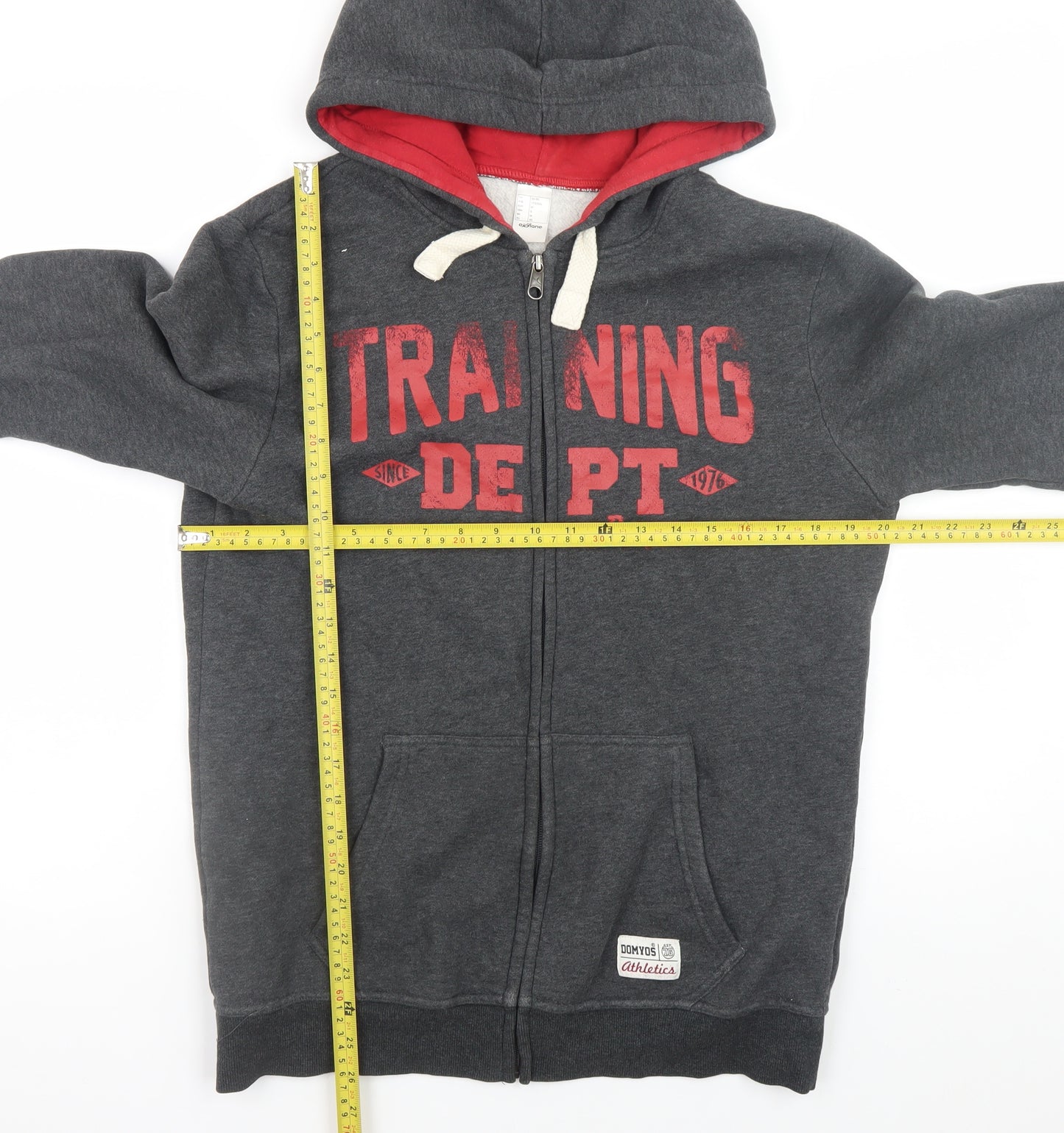 Domyos Men's Grey Full Zip Hoodie M Training Dept Athletic Sweatshirt