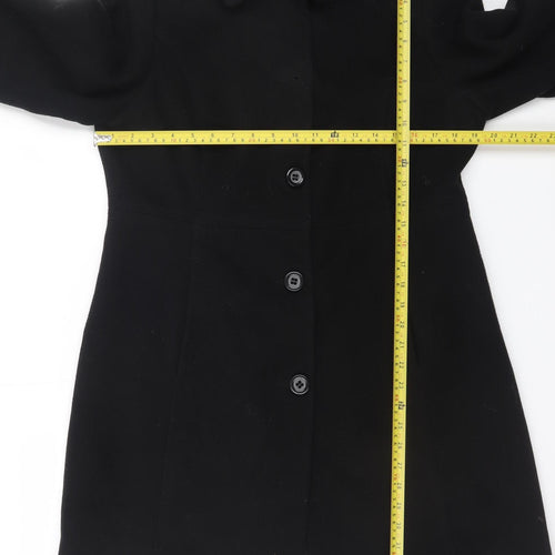 Blue Motion Womens Black Long Overcoat Size 14 Lined Twill Style