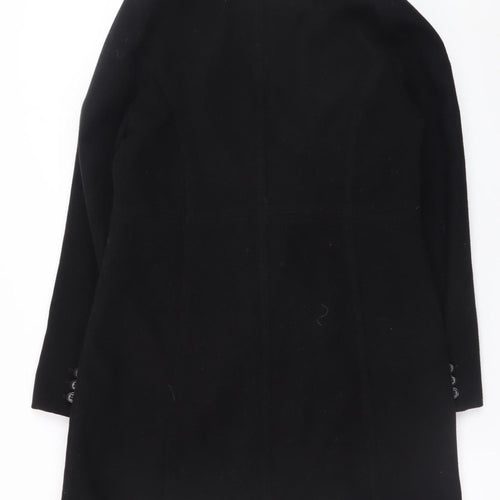 Blue Motion Womens Black Long Overcoat Size 14 Lined Twill Style