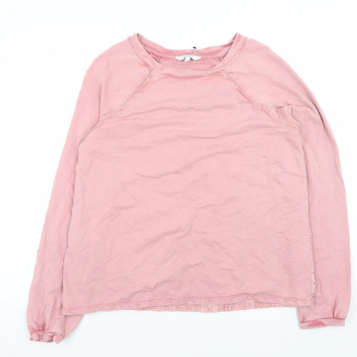 Next Women Pink Lace Back Pullover Sweatshirt Size 12 Cotton