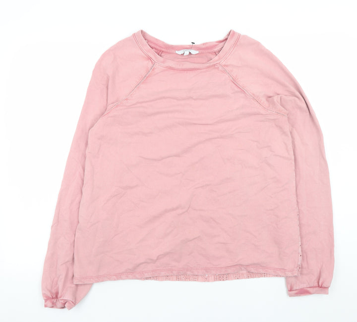 Next Women Pink Lace Back Pullover Sweatshirt Size 12 Cotton