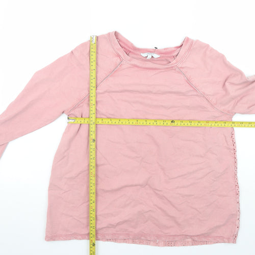 Next Women Pink Lace Back Pullover Sweatshirt Size 12 Cotton