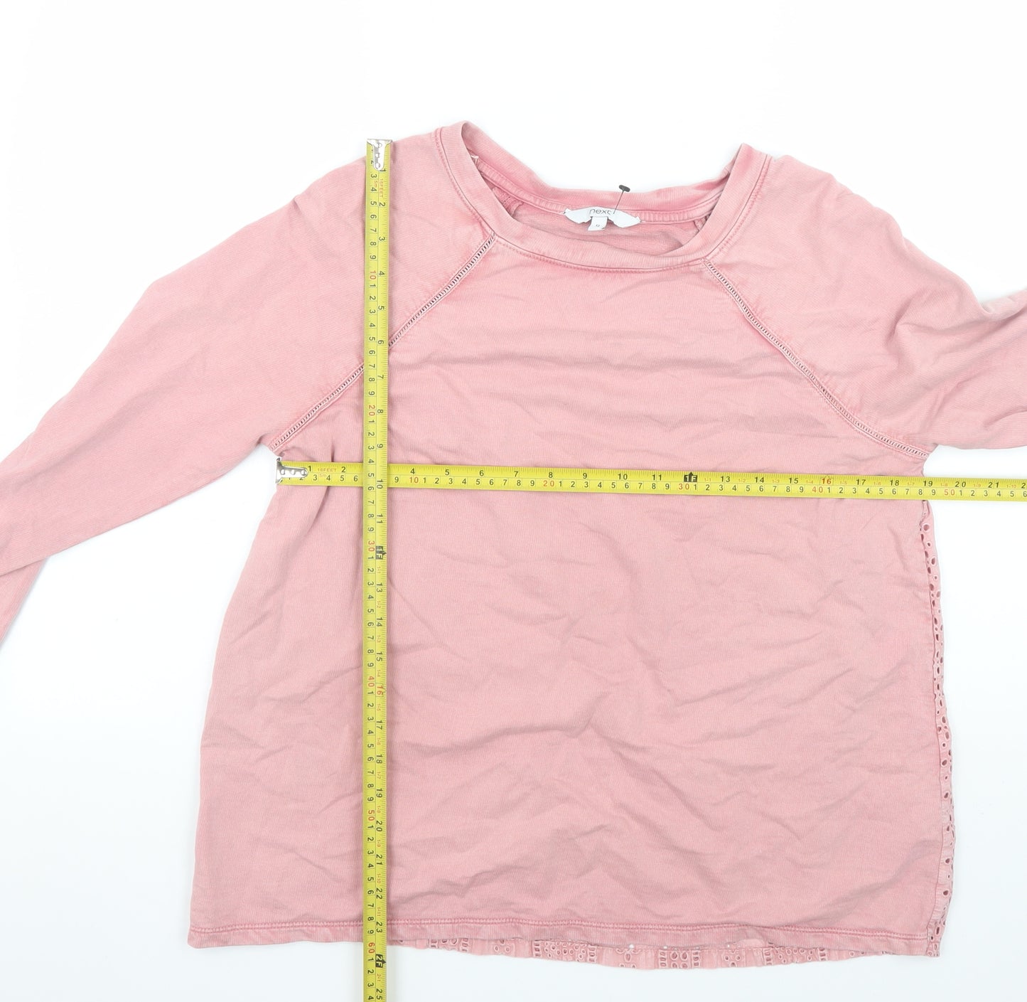 Next Women Pink Lace Back Pullover Sweatshirt Size 12 Cotton