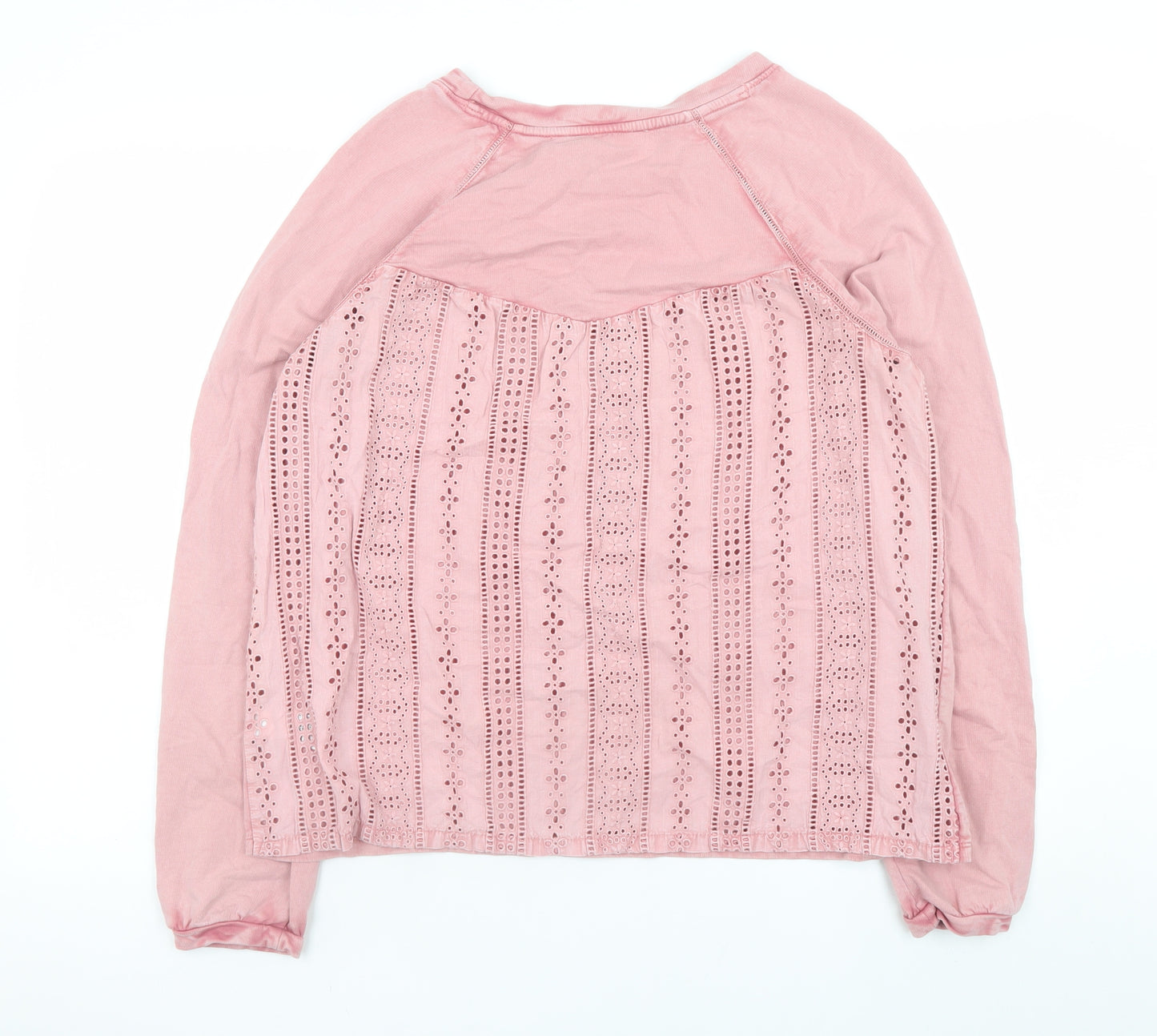 Next Women Pink Lace Back Pullover Sweatshirt Size 12 Cotton