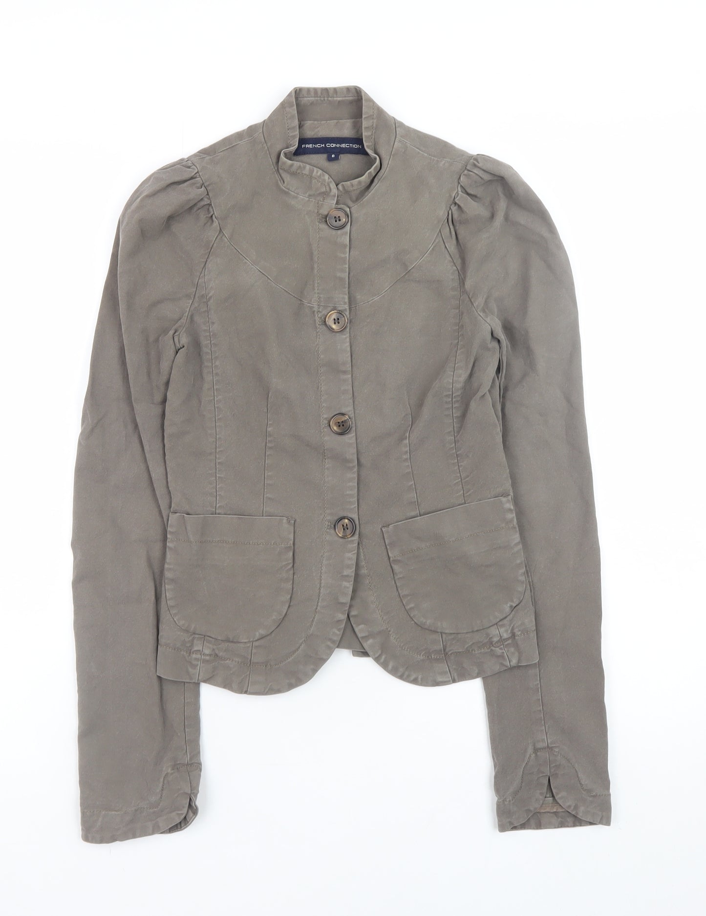 French Connection Women's Brown Cotton Blazer Size 6 Slim Fit