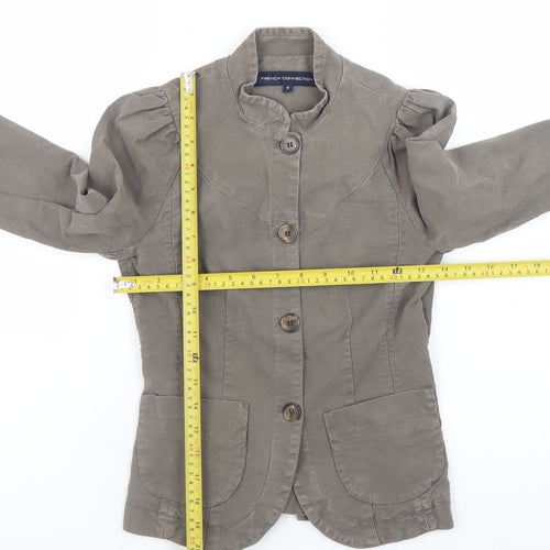 French Connection Women's Brown Cotton Blazer Size 6 Slim Fit