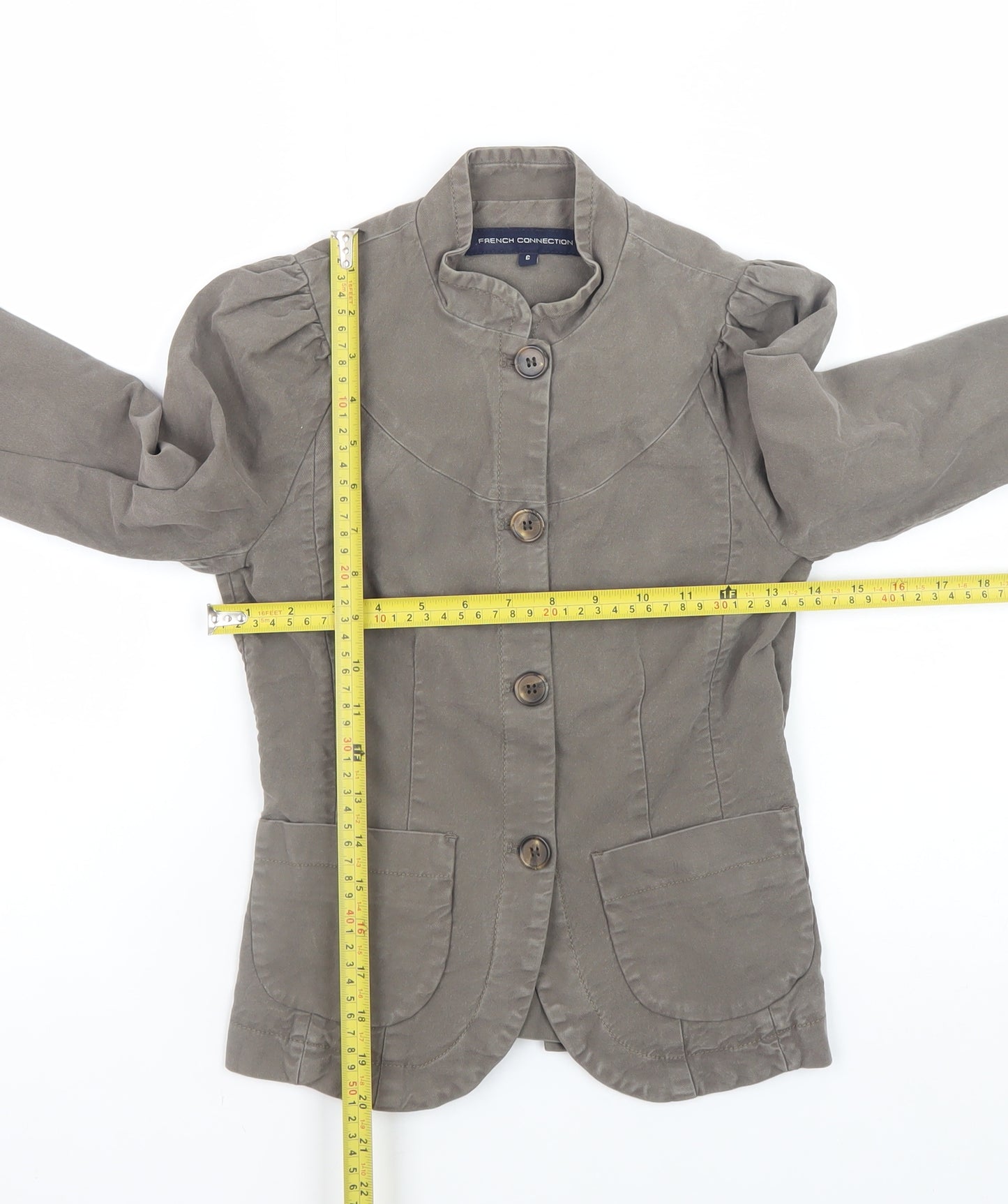 French Connection Women's Brown Cotton Blazer Size 6 Slim Fit