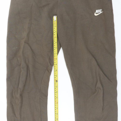 Nike Men's Brown Jogger Sweatpants Size M Elastic Waist Tapered Fit