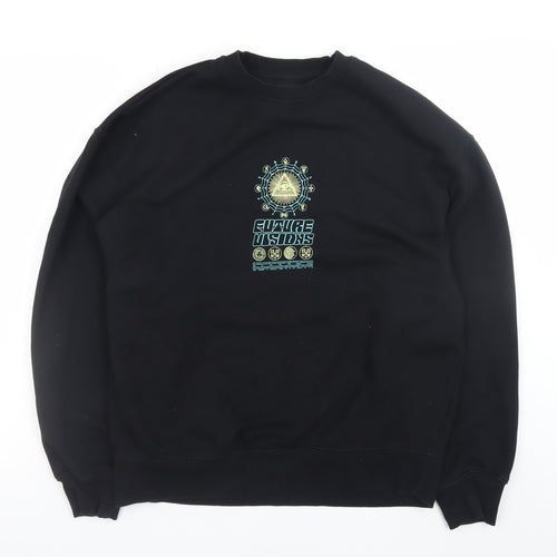River Island Men's Black Graphic Pullover Sweatshirt Size S