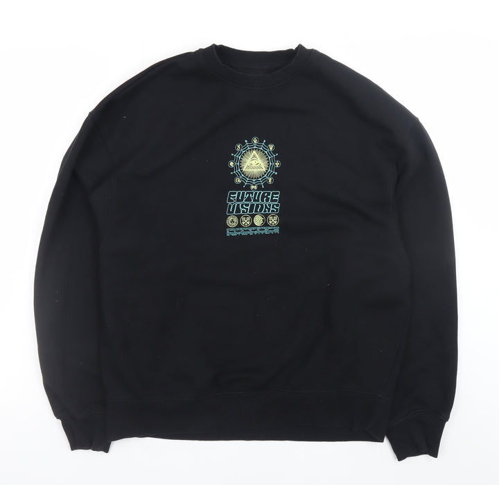 River Island Men's Black Graphic Pullover Sweatshirt Size S