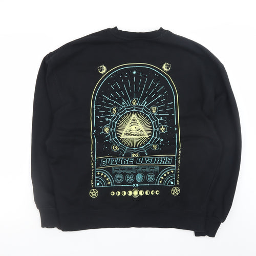 River Island Men's Black Graphic Pullover Sweatshirt Size S