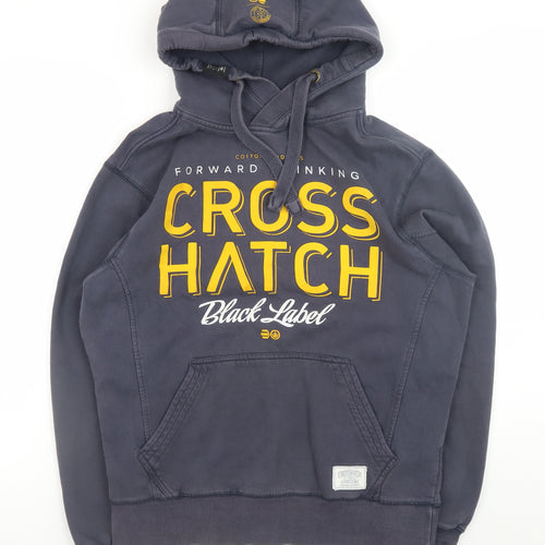 Crosshatch Men’s Blue Pullover Hoodie Medium Graphic Print