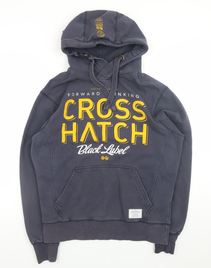 Crosshatch Men’s Blue Pullover Hoodie Medium Graphic Print