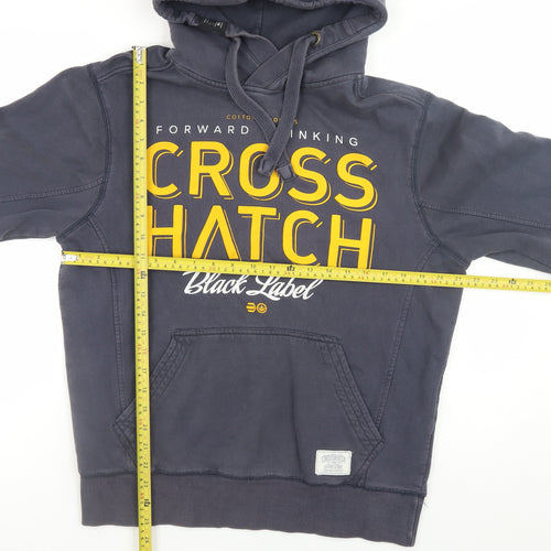 Crosshatch Men’s Blue Pullover Hoodie Medium Graphic Print