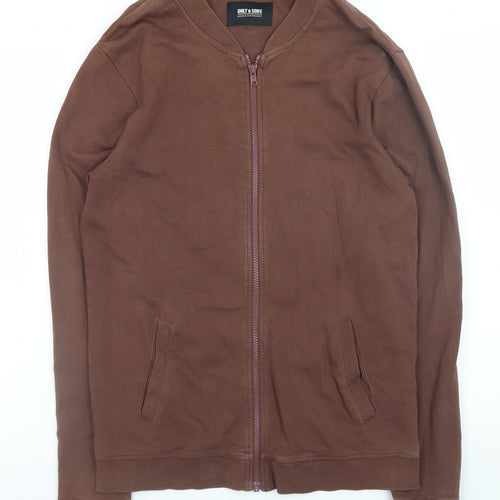 ONLY & SONS Men's Brown Cotton Bomber Jacket M Casual Zip-Up
