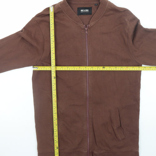 ONLY & SONS Men's Brown Cotton Bomber Jacket M Casual Zip-Up