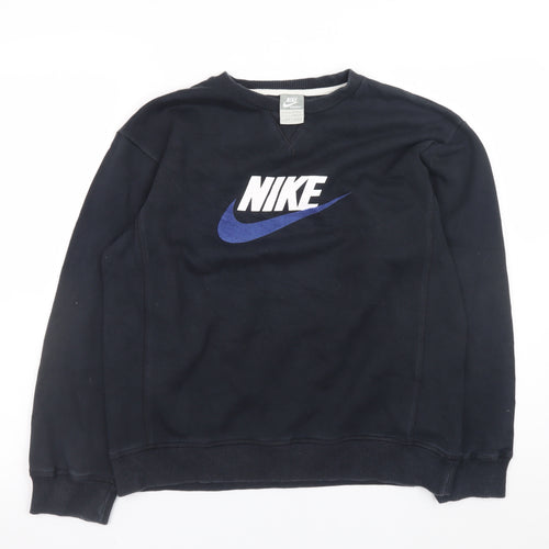 Nike Teens Black Crew Neck Logo Sweatshirt Size 164 Regular Fit
